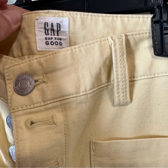 Gap High Rise Wide Leg Cropped Button Fly Yellow Pant Size 14 Petite NWT - Picture 7 of 13